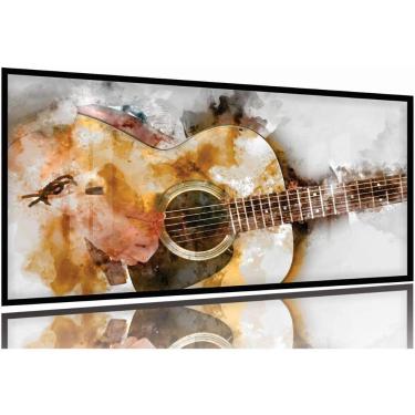 Imagem de Quadro Decorativo Sala Quarto Violão 130x60 Moldura Preta 2x2