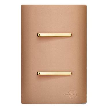 Imagem de Cj Interruptor Duplo Simples Com Suporte 4X2 - Dicompel Novara Ouro Rose Gold - Dnv1500/5Orgd
