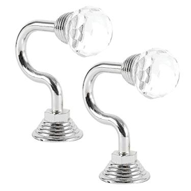 Imagem de 2 pçs Ganchos de Retenção para Cortina de Vidro Cristal Ganchos de Parede Ganchos Traseiros Suporte de Gaveta Alça de Cortina Acessórios de Cortina Ganchos de Gancho, Prata