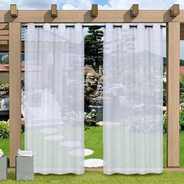 Imagem de Tingpai Co na semi t nsparente externa de 1 painel Co na impermeável Co nas de ilhó de privacidade pa Pergola Alpendre Pavilhão Jardim g mado Corredor Deco ção de quarto de sol 52 x 108 polegadas