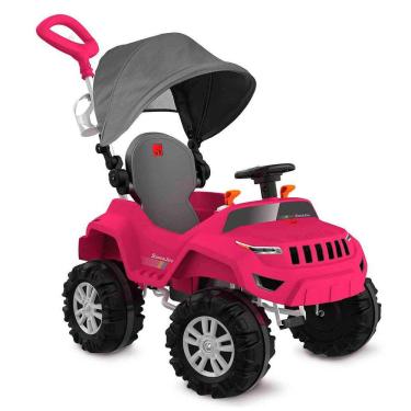 Imagem de Carrinho de passeio e pedal com capota Super Banjipe rosa Bandeirante
