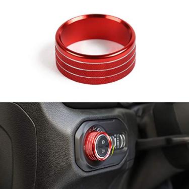 Imagem de Capa de anel para interruptor de farol de carro com acabamento interno acessórios para Jeep Wrangler JL 2018 (vermelho)