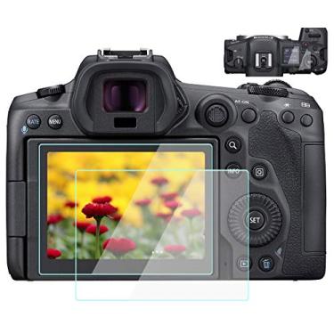 Imagem de Protetor de tela R5 para Canon EOS R5 TOP e tela LCD (pacote com 2 + 2), WH1916 Película protetora de vidro temperado antibolhas, anti-impressão digital, antipoeira, anti-riscos