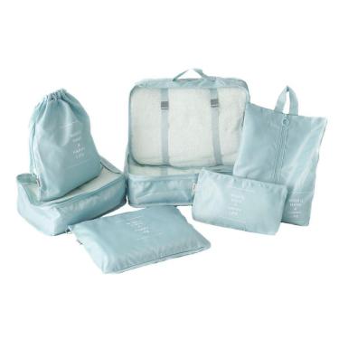 Imagem de Necessaire Organizador Mala De Viagem 7 Peças Azul Claro