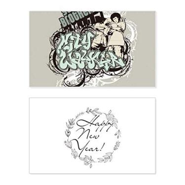 Imagem de Cartão de Ano Novo da Irmandade de Rua Graffiti Menino Mensagem de Bênção Comemorativa