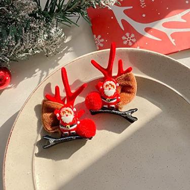 Imagem de KELATI Grampos de cabelo de natal, acessórios de cone de papai noel rena fofa grampos de cabelo de natal acessórios de cabelo, acessórios de cabelo de natal para mulheres meninas-E