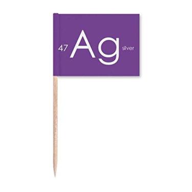 Imagem de Elementos Químicos Mesa de Período Metais de Transição Prata Ag Bandeiras de Palito de Dente Marcador Topper Decoração de Festa