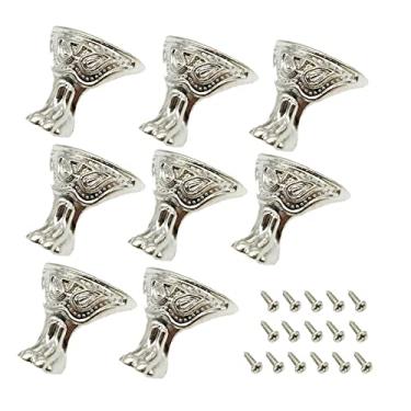 Imagem de 8 peças Caixa de Música Retrô Caixa de Madeira Caixa de Presente Decoração Pés Perna Protetor de Canto Hardware (D Prata 3 x 2,7 cm)