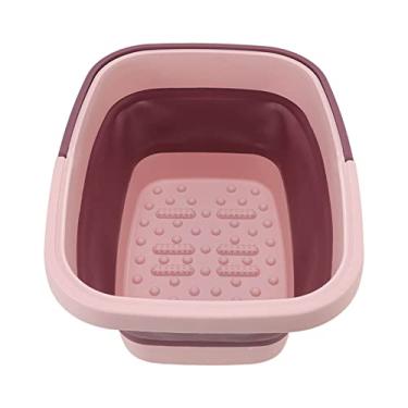 Imagem de Balde de Banho para Massagem Nos Pés, Usos Múltiplos, Banheira Portátil para Os Pés, Função de Massagem Integrada, Ecológica Com Alça para Uso Doméstico (Rosa)