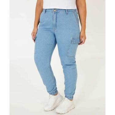 Imagem de Calça Plus Size Feminina Jogger Cargo Uber Jeans