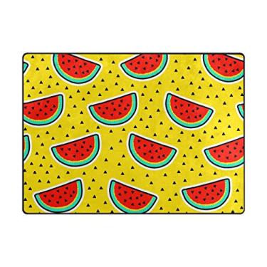 Imagem de ColourLife Tapetes leves e macios, fatias de melancia, tapete amarelo brilhante para crianças, sala de jogos, piso de madeira, sala de estar, 160 x 122 cm