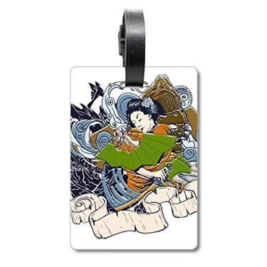 Imagem de Quimono Japonês Feminino Samurai Espada Mala Etiqueta Cartão de Bagagem Scutcheon Etiqueta