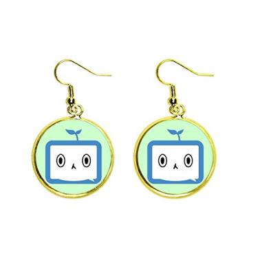 Imagem de Brincos femininos Saplings Lovely Small TV Face Original Ear Pendente Golden Drop