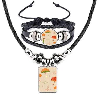 Imagem de Conjunto de joias de pulseira de couro Cloud Umbrella Rain Drip Weather