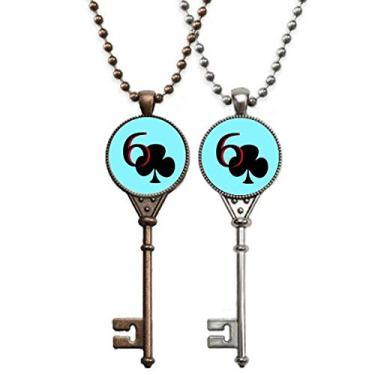 Imagem de OFFbb-USA Colar Happiness Club 6 chaveiro de pôquer pingente joia decoração de casal