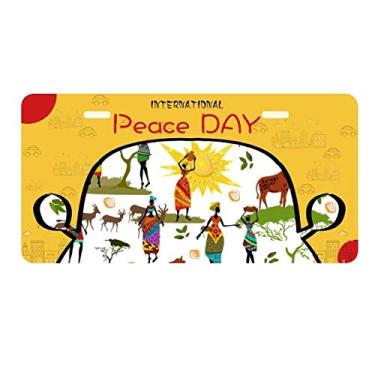 Imagem de DIYthinker Placa de carro African Savanna Black Women Wildlife Animals Placa de carro Decoração Dia da Paz