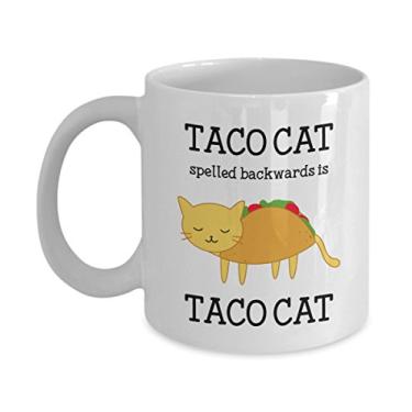 Imagem de Caneca de gato de taco – Gato de taco feitiçado para trás é taco – Caneca de café de cacau quente divertido – ideia de de Natal