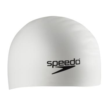 Imagem de Speedo Touca de natação unissex adulto de silicone para cabelos longos, branca, tamanho único