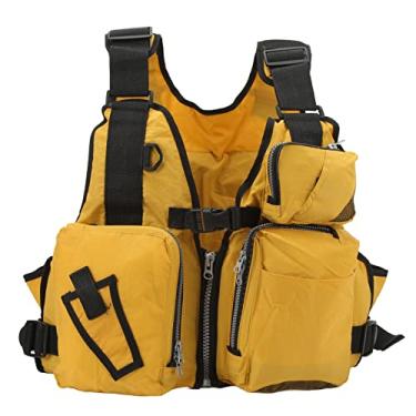 Imagem de Colete De Pesca Com Mosca De Malha Amarela,Colete De Pesca De Malha Unissex De Tamanho Ajustável E Mochila De Pesca De Malha Respirável Ao Ar Livre, Colete De Pesca Com Mosca Com Vários Bolsos Para A