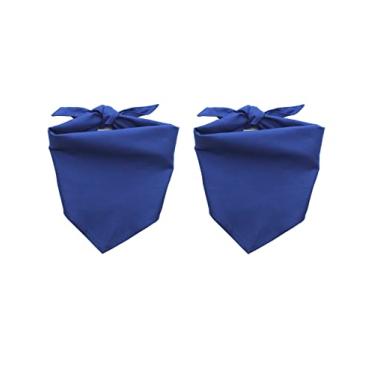 Imagem de EechicSpace Pacote com 2 bandanas de algodão de cor sólida para cães reversíveis azul para cães médios e grandes