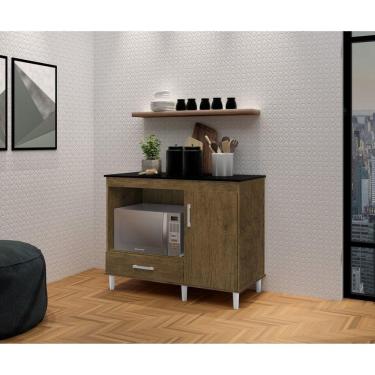 Imagem de Balcão 105cm Tampo Fechado Classic Jequitibá/Preto