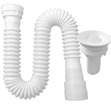 Imagem de Sifão Sanfonado Multiuso 72cm Branco Com Valvula