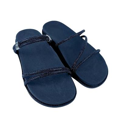 Imagem de Kit com 2 Pares Sandália Birken Moda Feminina Com Strass 01 e 02 (Preto e Preto, BR, Adulto, Numérico, 33)