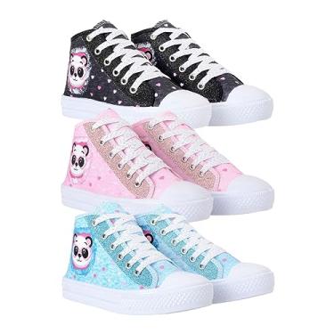 Imagem de Kit Combo 3 Pares Tênis Infantil Feminino Panda Botinha COR:PRETO ROSA AZUL;TAMANHO:31/32