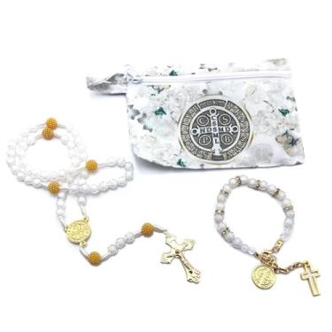 Imagem de Terço e Pulseira Medalha de São Bento na Bolsinha Com Ziper
