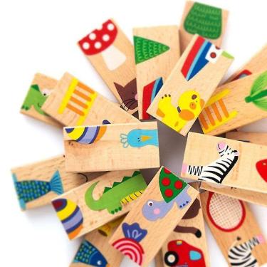 Imagem de Bebê Domino Faia Madeira Caixa Animal Solitaire Toy