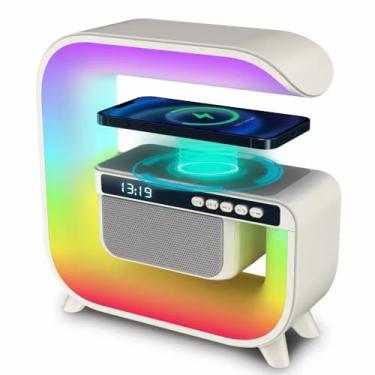 Imagem de Multifunctional Bluetooth Speaker Alarm Clock Wireless Mobile Phone 15W Colorful Wireless Charging Subwoofer RGB Light Home