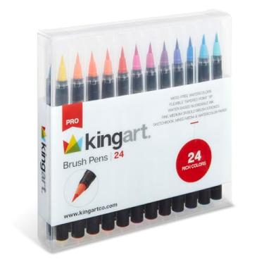 Imagem de KingArt Studio Real Brush Pen Marcadores de arte, conjunto de 24, cores exclusivas, 24 unidades