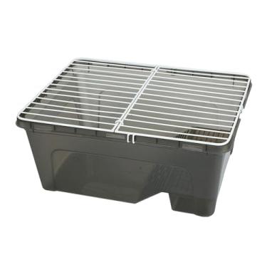 Imagem de Generic Tanque de tartarugas, habitat de tartarugas para aquário com capa, fácil de alimentar, durável, aquário para répteis, sapo, anfíbios, preto