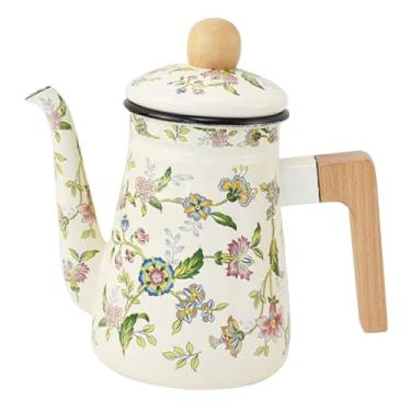 Imagem de bule chaleira de água pequena pote de água de cozinha pote para fazer chá chaleira floral vintage café frigorífico pote de creme garrafa de água fria escritório fogão esmalte