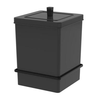 Imagem de Lixeira 6,5L Tampa Quadrada Com Suporte Ventosa Cesto De Lixo Preto - 8065PT Future