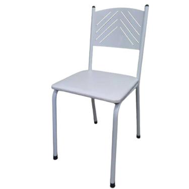 Imagem de Cadeira Branca para Cozinha Jantar Metal Tubular Almofadada Assento Branco