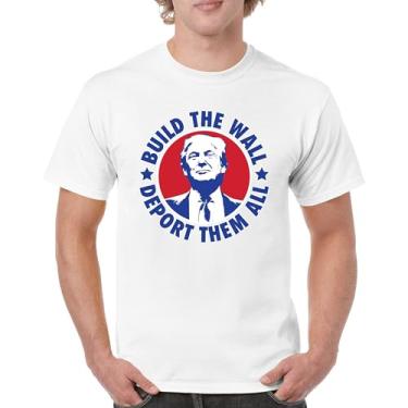Imagem de Camiseta masculina Donald Trump 2024 Build The Wall Deport Them All MAGA America First FJB Republican President 47, Branco, 3G