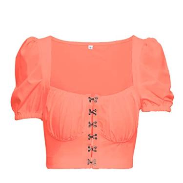 Imagem de Blusas femininas modernas justas de manga curta com estampas para sair, blusas casuais de verão, camisetas de ioga, túnica de trabalho, B, P