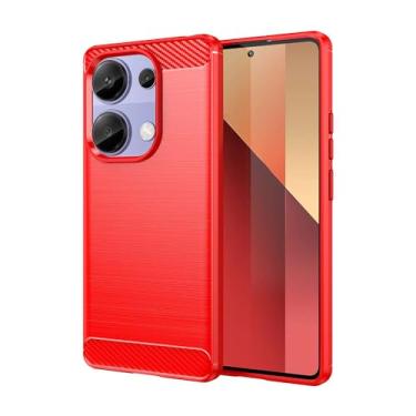 Imagem de Generic Capa para Xiaomi Poco M6 Pro 4G, fibra de carbono TPU, anti-queda, anti-impressões digitais, proteção total - vermelha