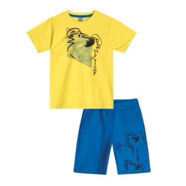 Imagem de Tigor Conjunto Camiseta Estampada e Bermuda Amarelo