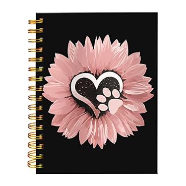 Imagem de iampanda Caderno espiral de jornal, forte encadernação de fio duplo com papel premium para meninas mulheres, 60 folhas A5 Caderno/Diário pautado pela faculdade, perfeito para presentes escolares em casa, girassol rosa flor cão pata