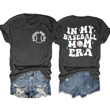 Imagem de Camisetas de beisebol Mom Women in My Baseball Mom Era, camisetas engraçadas de beisebol com estampa de mamãe, Beisebol cinza 4, GG