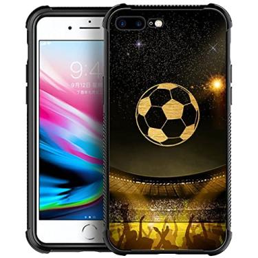 Imagem de Yesad Capa compatível com iPhone 7/8 Plus, capa traseira de vidro temperado à prova de choque para estádio de futebol esportivo para Apple iPhone 7/8 Plus