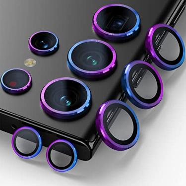 Imagem de BAZO Protetor de lente de câmera para Samsung Galaxy S23 Ultra, acessórios de vidro temperado, protetor de lente de câmera para Samsung Galaxy S23 ultra alumínio borda resistente a arranhões, capa amigável - multicolorido