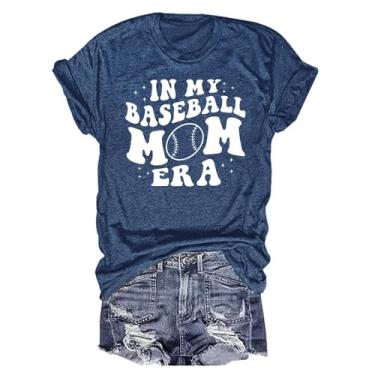 Imagem de Camiseta feminina com estampa de letras engraçadas do Dia das Mães em My Mama Era Camiseta Mom Life Casual Tops, 26aa-azul1, M