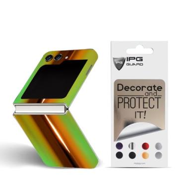 Imagem de IPG Para Samsung Galaxy Z Flip 5 Vinil Decorativo de Fibra de Carbono Frontal, Traseira e Laterais Proteção Total Anti Riscos Protetor de Pele - Superfície 3D - Fácil de Instalar para Flip5 (Verde