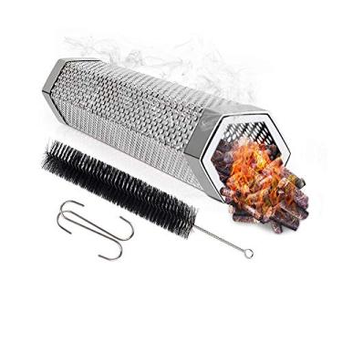 Imagem de Rose Auroma Tubo de aço inoxidável de 30,5 cm para defumador de grânulos, fumante quente ou frio para fumar carne, frango e peixe, 5 horas de fumaça, escova de tubo livre e gancho