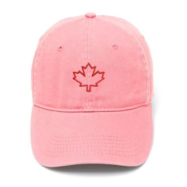 Imagem de Boné de beisebol masculino bordado folha de bordo canadense algodão lavado boné de beisebol, rosa, 7 1/8