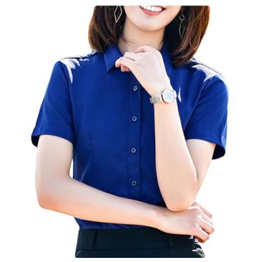Imagem de Letuwj Camisa de manga curta roupas de trabalho masculinas e femininas com a mesma camisa profissional, Azul tibetano masculino, 5G