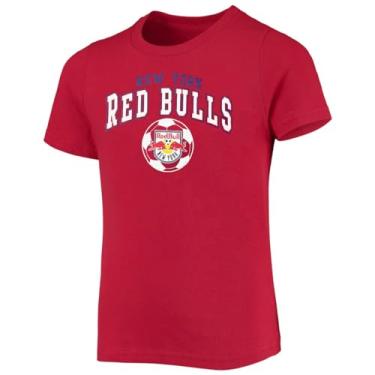 Imagem de Outerstuff Camiseta New York Red Bulls Juniors para meninas tamanho 4-16 logotipo Wordmark, Vermelho, G